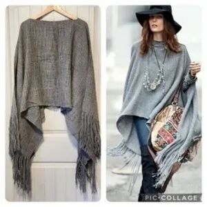 **RARE** Free People Nomadic Thread collab grey fringe poncho